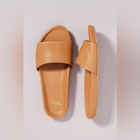 BEEK GALLITO HONEY LEATHER SLIDE SHOES - Picture 1 of 8